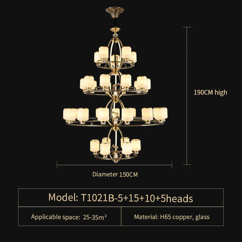 Afralia™ Luxe Jade Chandelier for Living Room and Villa Hall