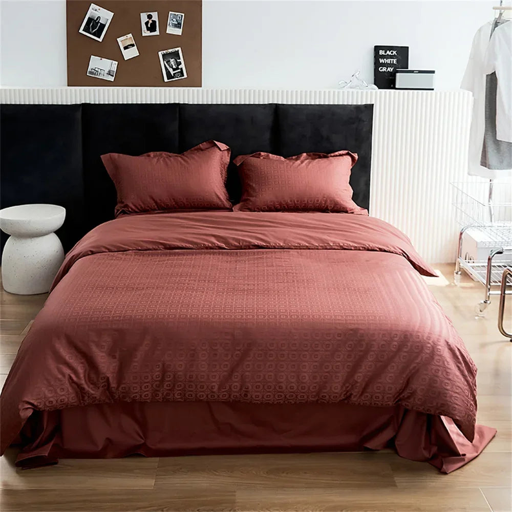 Afralia™ Grey Lines Stripes Duvet Cover Set Cotton Satin Jacquard Queen King Size