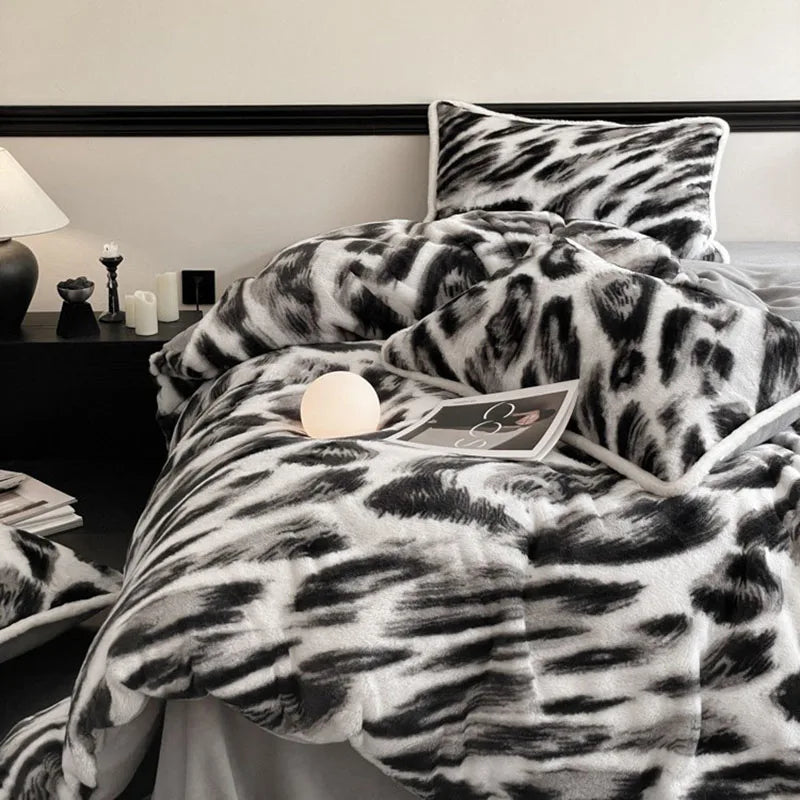 Afralia™ Cozy Rabbit Hair Bed Set, Queen Size Comforter for Winter Luxury Comfort