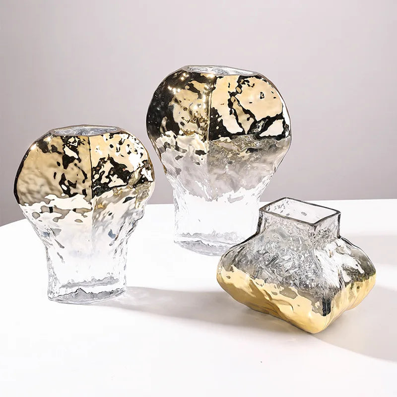 Afralia™ Golden Geometric Glass Vase Hydroponics Terrarium Home Decoration Accessories