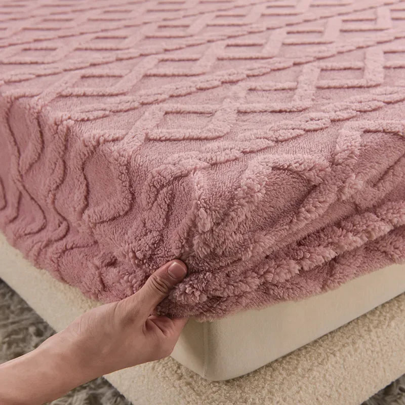 Afralia™ Cozy Tafu Fleece Queen Bed Sheet with Elastic Band