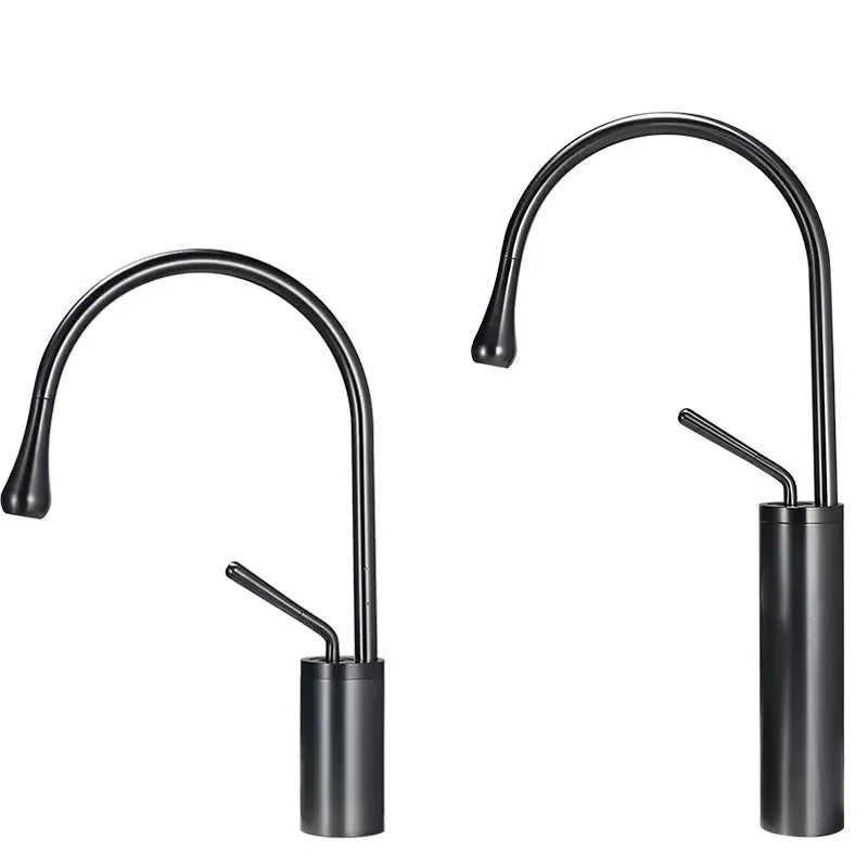 Afralia™ Gun Grey Brass Basin Faucet Hot Cold Kitchen Sink Water Crane Swivel