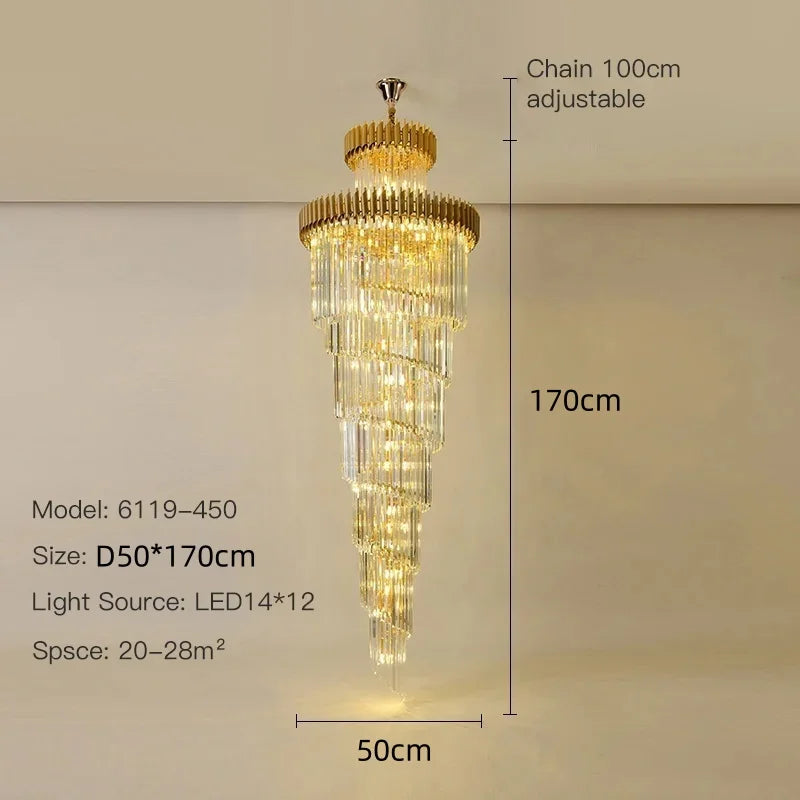 Afralia™ Modern Crystal Chandelier Black/Gold Light Fixture for Luxury Living Room, Villa, Staircase