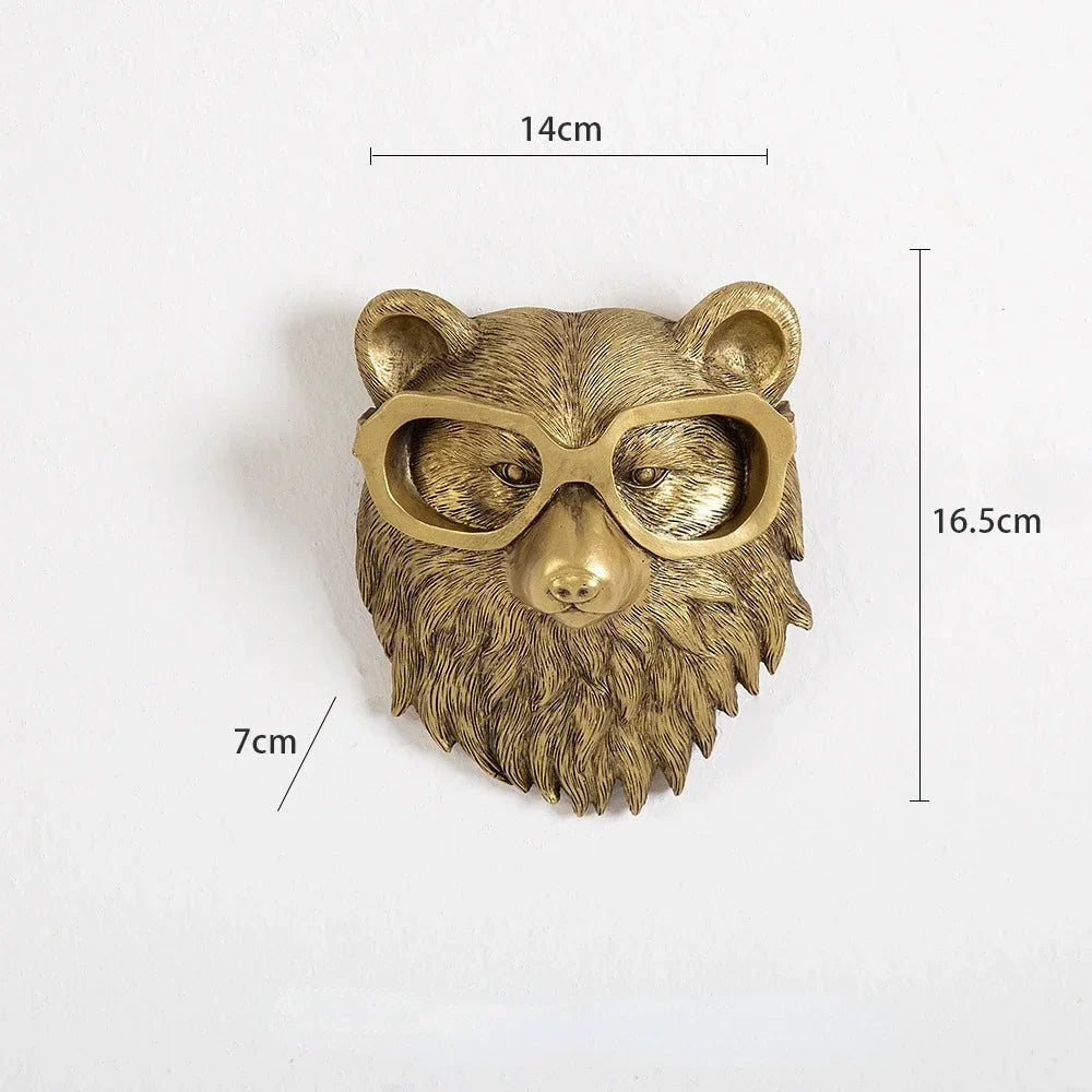 Afralia™ Golden Deer Head Wall Hook: Antique Bronze Resin Animal Pendant for Stylish Wall Decor