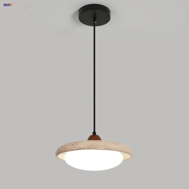Afralia™ Yellow Travertine LED Pendant Light Fixture Glass Nordic Modern Hanging Lamp