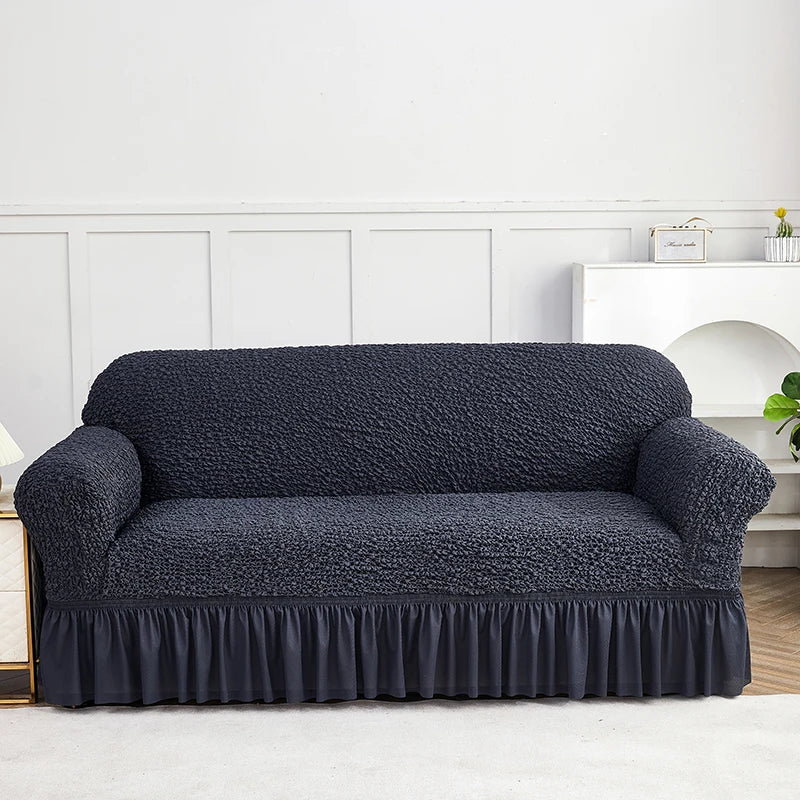 Afralia™ Wrinkled Sofa Cover Slipcovers Solid Color Sofa Protector for Chair, Loveseat, & Sofa