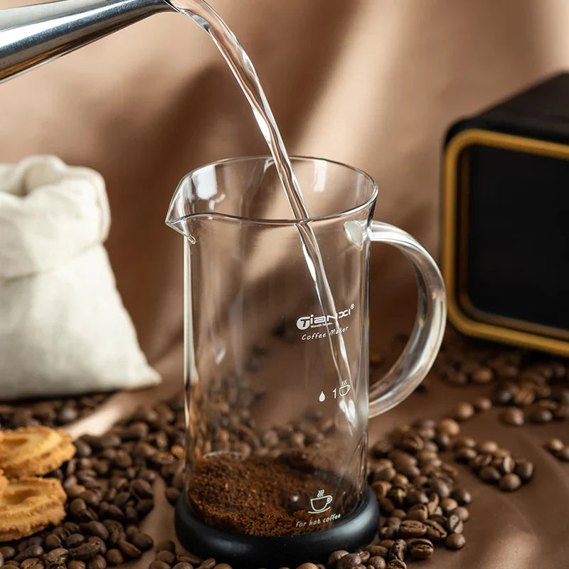 Afralia™ Stainless Steel Glass French Press Coffee Maker Pot Multifunctional Hand Punch