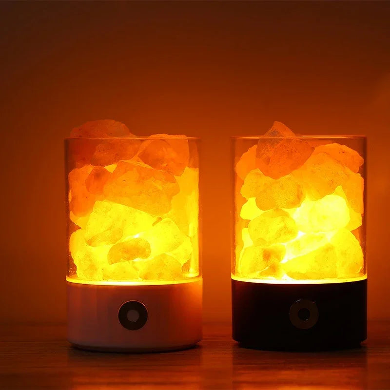 Afralia™ Himalayan Salt Lamp USB LED Multicolor Night Light - Premium Bedroom Decor