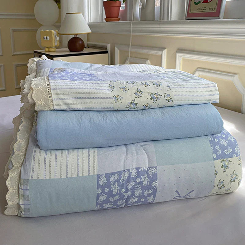 Afralia™ Hollow Lace Summer Quilt Set - Skin-Friendly Duvet Cover Kit - Flower Print Bedding