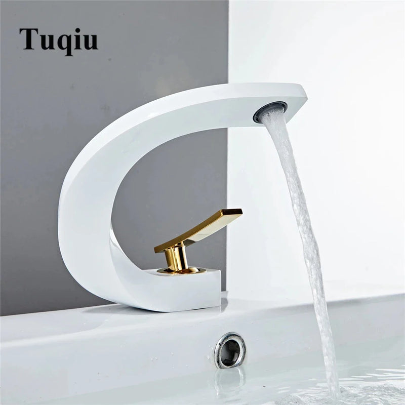 Afralia™ Basin Faucet Brushed Gold Mixer Tap Hot Cold Sink Faucet Chrome Black New