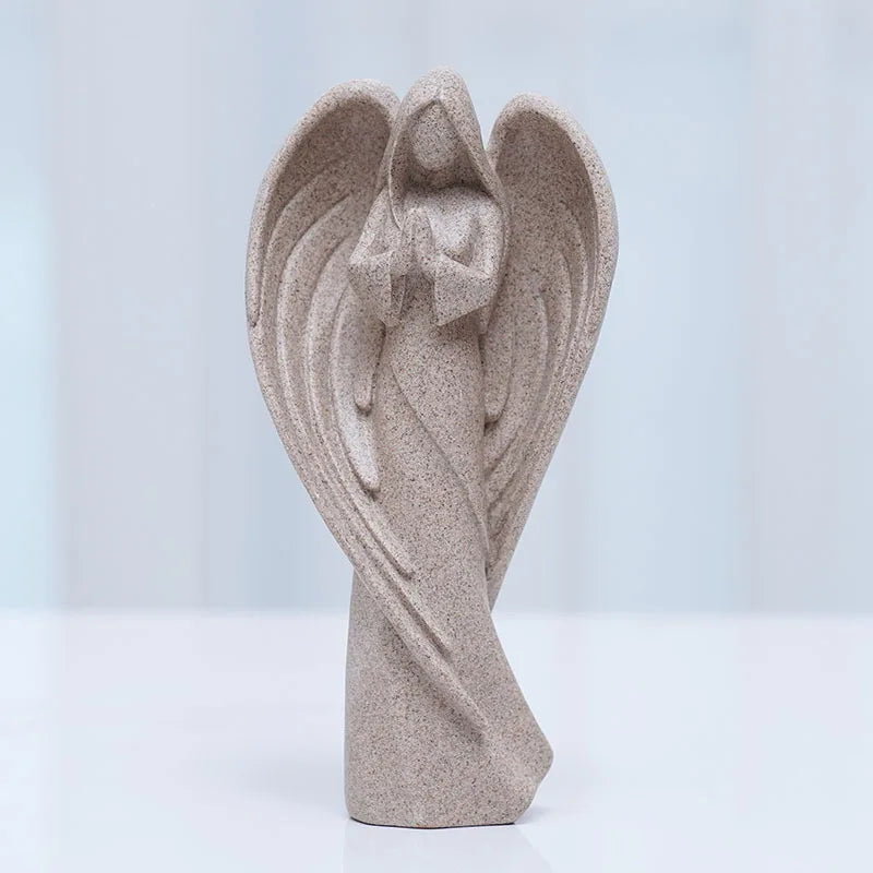 Afralia™ Praying Angel Sculpture Figurine for Home Decor and Office, 21cm Resin Fairy Statue