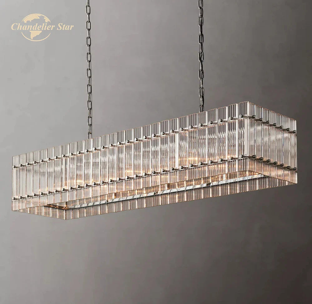 Afralia™ LED San Marco Glass Chandelier: Modern Rectangular Lighting for Dining, Kitchen, Living Room