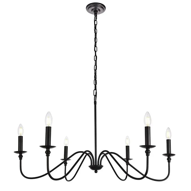 Afralia™ American Iron Chandelier Light for Living Room Kitchen Bedroom Study Candle Lighting