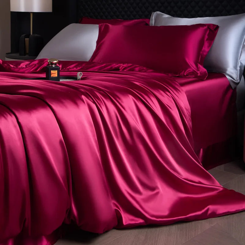 Afralia™ Silk Bedding Set: Smooth 100% Silk Comforter Cover Sets for Full Twin King Queen