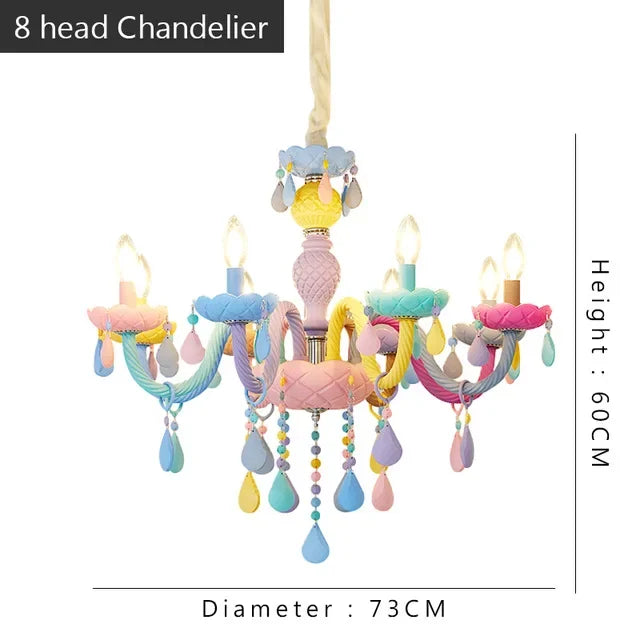 Afralia™ Rainbow Crystal Chandelier for Bedroom Princess Makaron Pendant Light