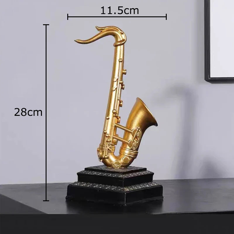 Afralia™ Modern Golden Violin/Sax Ornament, Desk Sculpture, Room Decor, Aesthetic Crafts