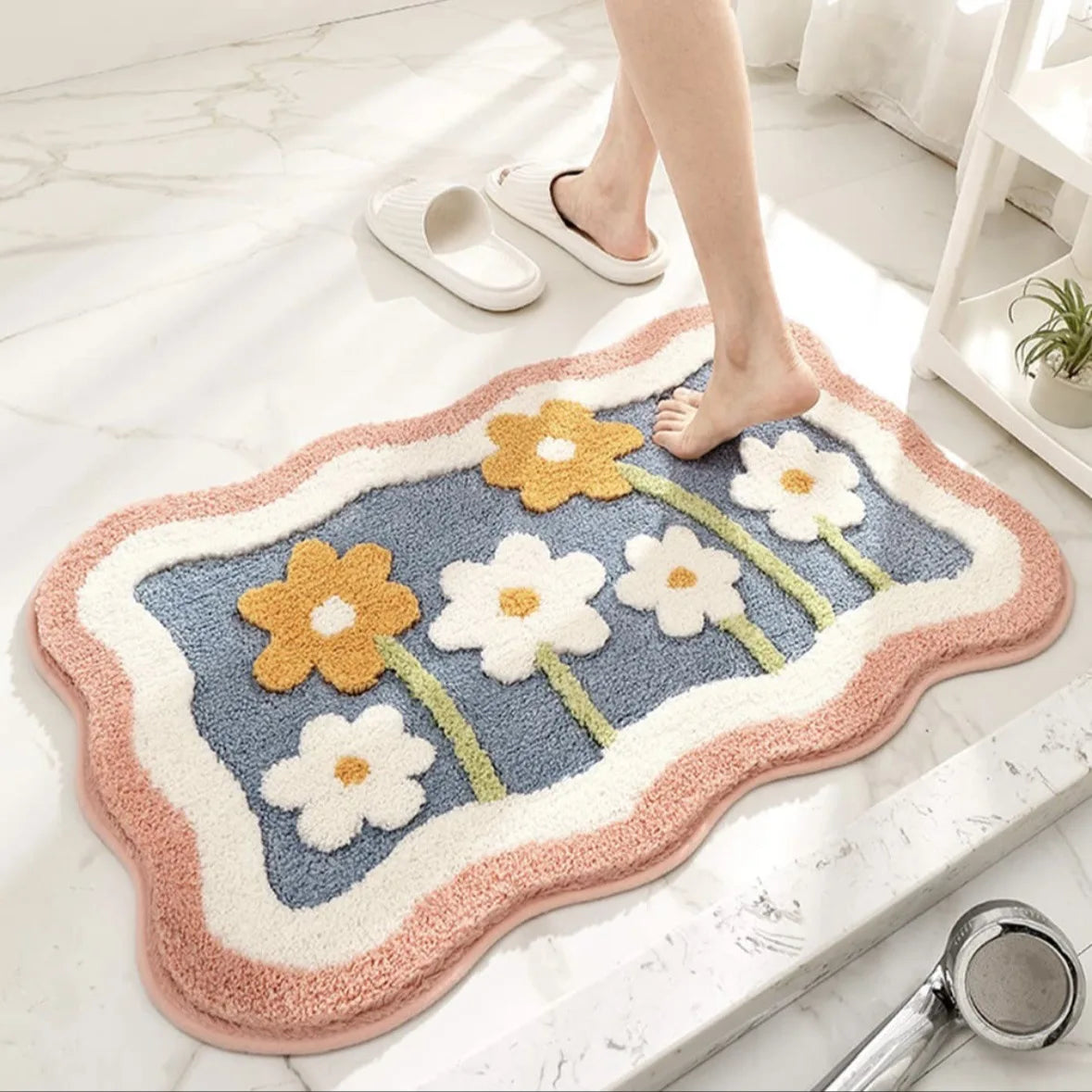Boho Plant Art Absorbent Bathroom Rug by Afralia™