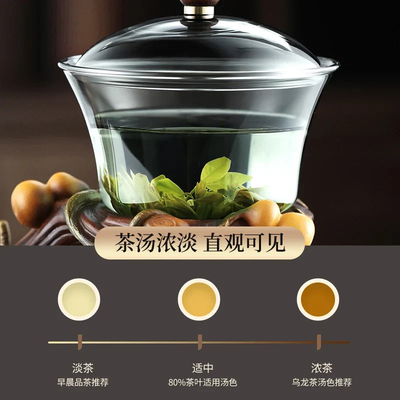 Afralia™ Five-Shaped Glass Tea Set with Semi-Automatic Teapot and Magnetic Water Pot