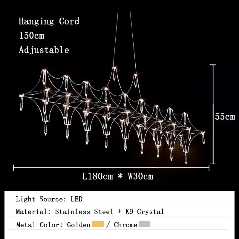 Afralia™ Nordic Art Deco Crystal Chandelier Pendant Light Fixture LED Living Room