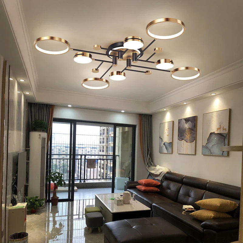 Afralia™ Gold/Black Pendant Light Chandelier for Living Room Dining Bedroom - Modern Nordic Ceiling Lamps