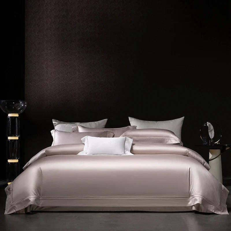 Afralia™ Satin 1400TC Egyptian Cotton Bedding Set - Duvet Cover, Bed Sheet, Fitted Sheet, Pillowcases