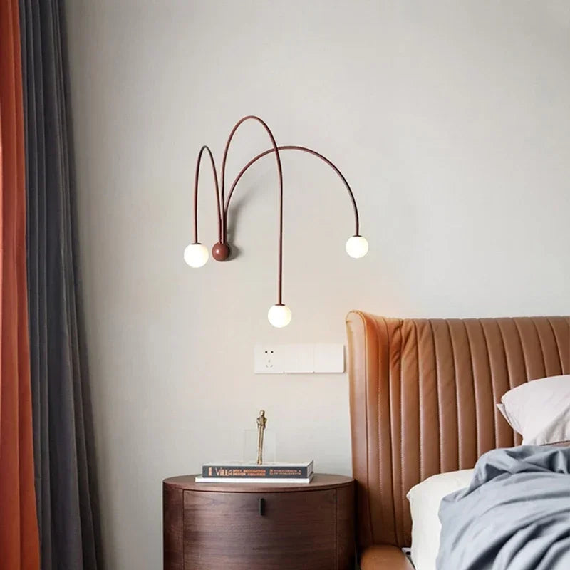 Afralia™ Iron Glass LED Wall Light for Living Room Bedside Table Restaurant Home Decorations