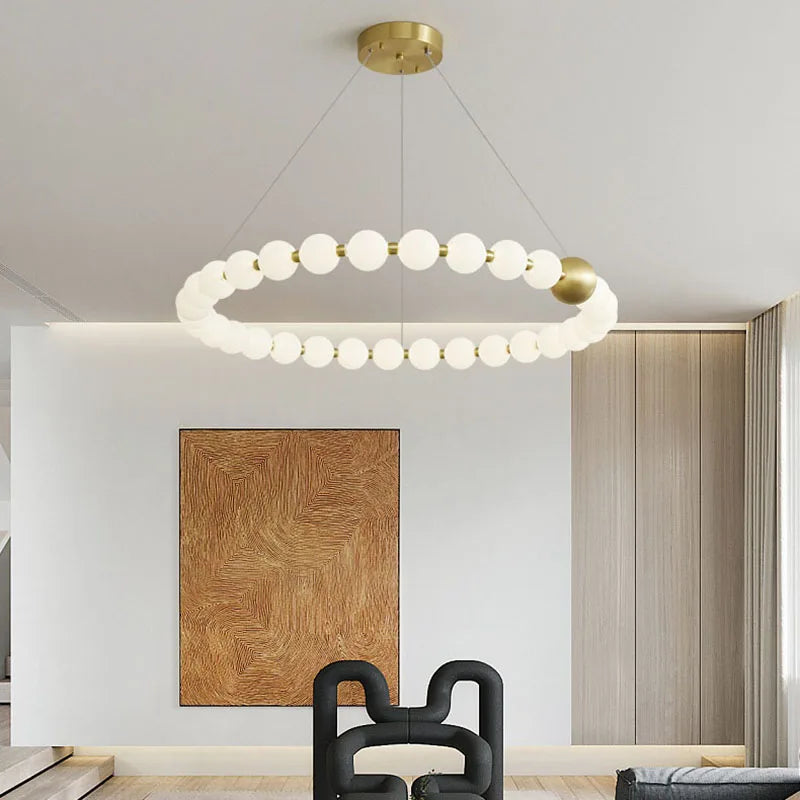 Afralia™ Brass LED Chandelier with Acrylic Ball - High Quality Dimmable Lighting