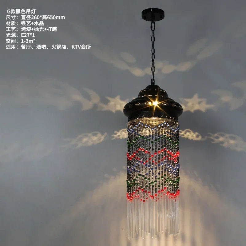 Afralia™ Bohemian Crystal Pendant Lights LED E27 Gold/Black Cafe Bar Decor