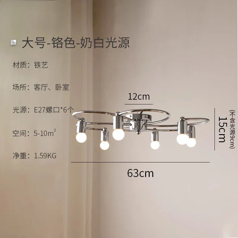 Afralia™ Chrome LED Ceiling Lamp for Living Room Bedroom Study Balcony