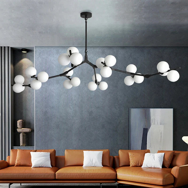 Afralia™ Nordic Gold/Black Glass Balls Chandelier: Modern LED Tree Branches Pendant Light for Home