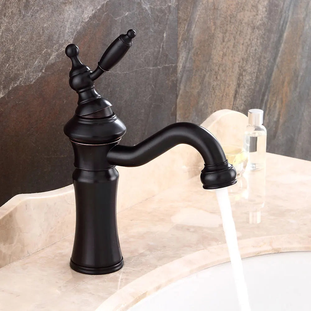 Afralia™ Brushed Nickel Brass Basin Faucet Swivel Spout Single Handle Hot Cold Mixer