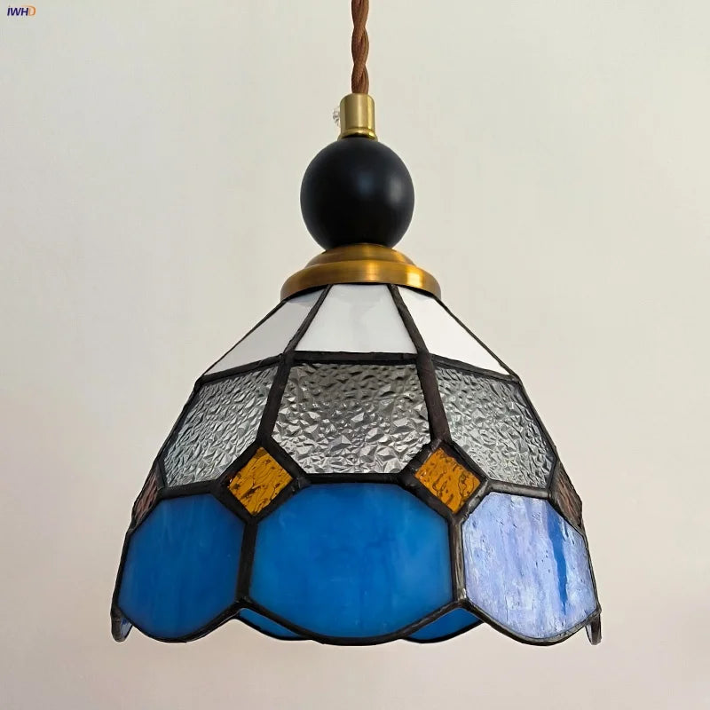 Afralia™ Tiffany Glass LED Pendant Light Fixture for Living Room Decoration