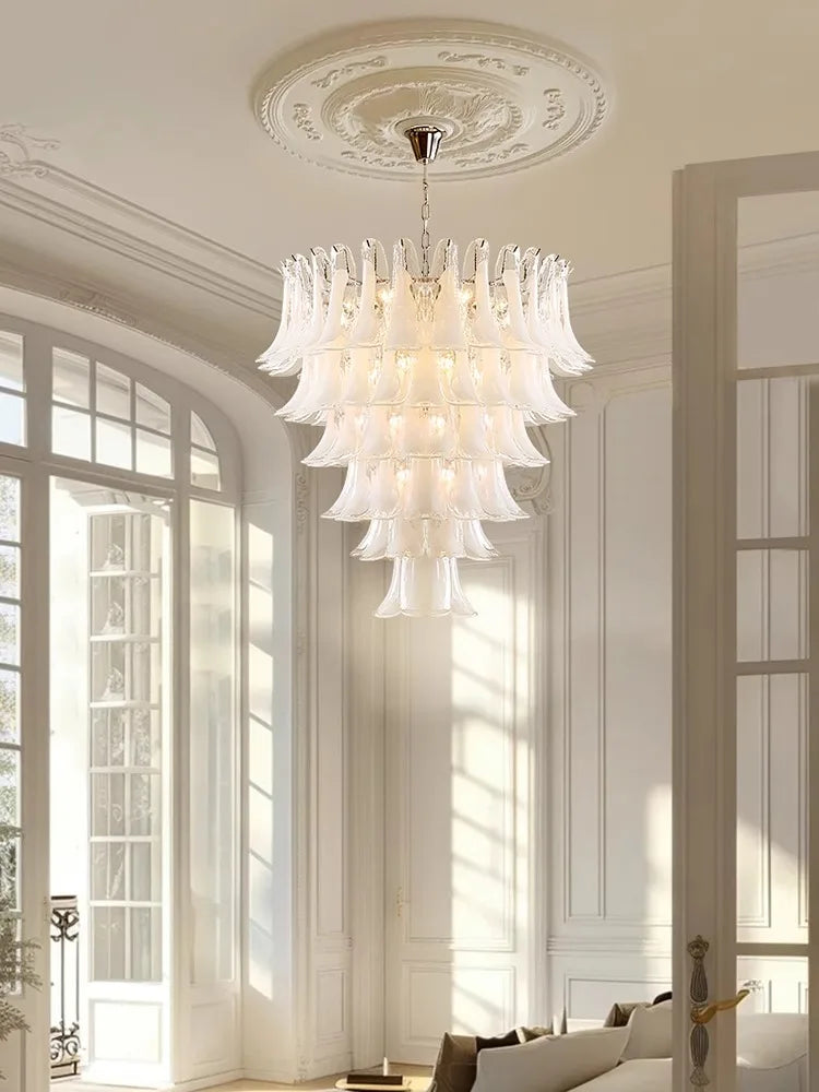 Afralia™ French White Glass Pendant Lights: Luxury LED Hanging Lamps for Living & Dining Rooms