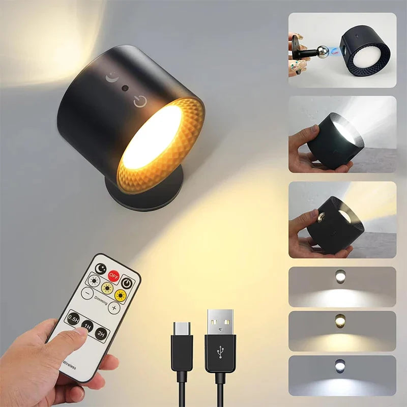 Afralia™ Double Head LED Wall Lamp Touch Control Remote, 360° Rotation, USB Rechargeable