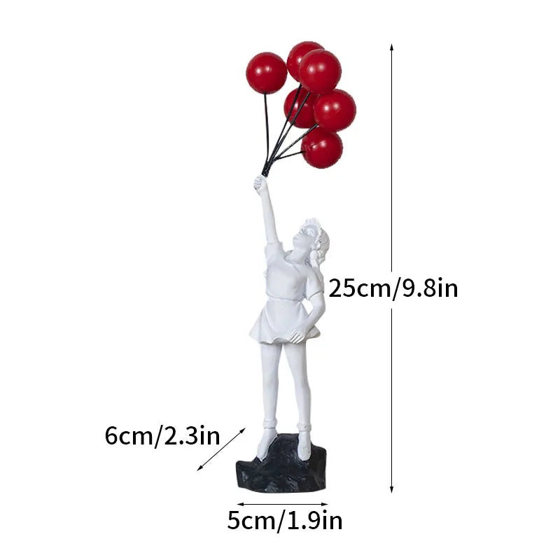 Afralia™ Banksy Girl Balloon Sculpture Figure for Modern Interior Decor