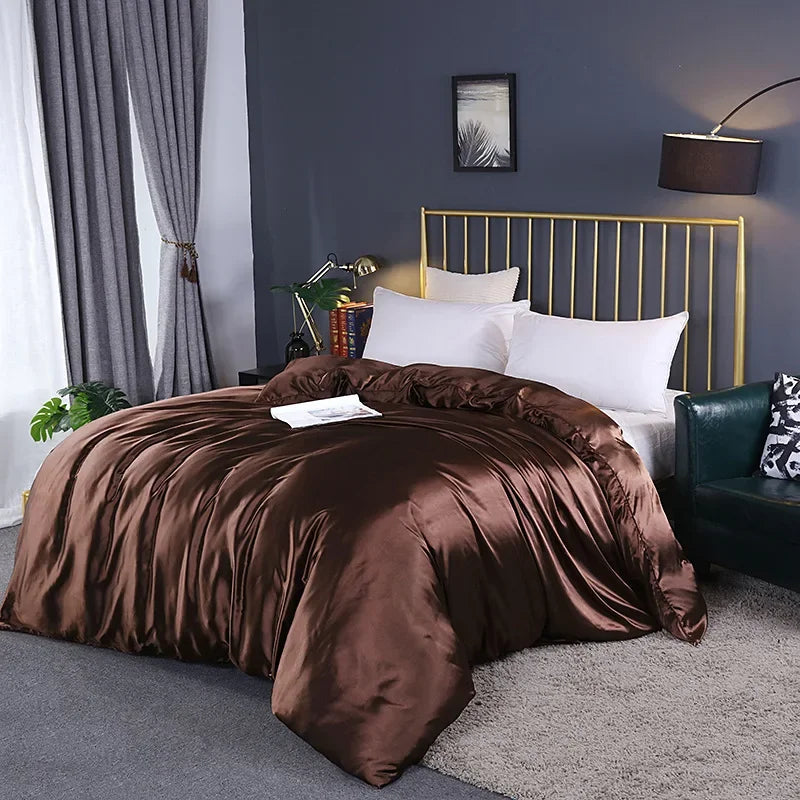 Afralia™ Mulberry Silky Queen Duvet Cover Smooth Luxury Satin King Size Blanket
