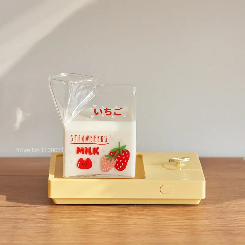 Afralia™ Square Glass Milk Cup, 250ml, Microwave Safe, Japanese Style Home Kitchen Tableware