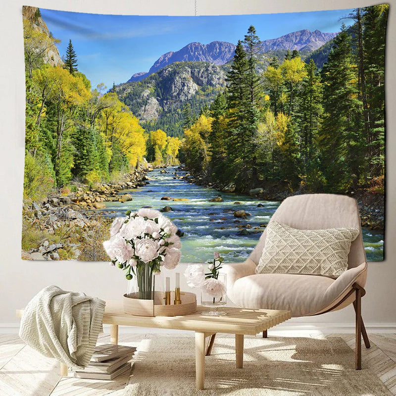 Afralia™ Peaks Forest Tapestry Wall Hanging for Bohemian Minimalist Room Decor