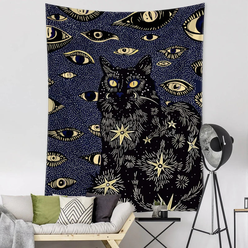 Afralia™ Cat Eyes Tapestry Wall Hanging Abstract Psychedelic Witchcraft Bohemian Home Decor