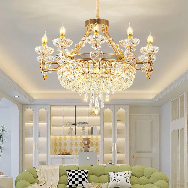 Afralia™ European Luxury Crystal Chandelier for Living Room, Duplex Building Lamps