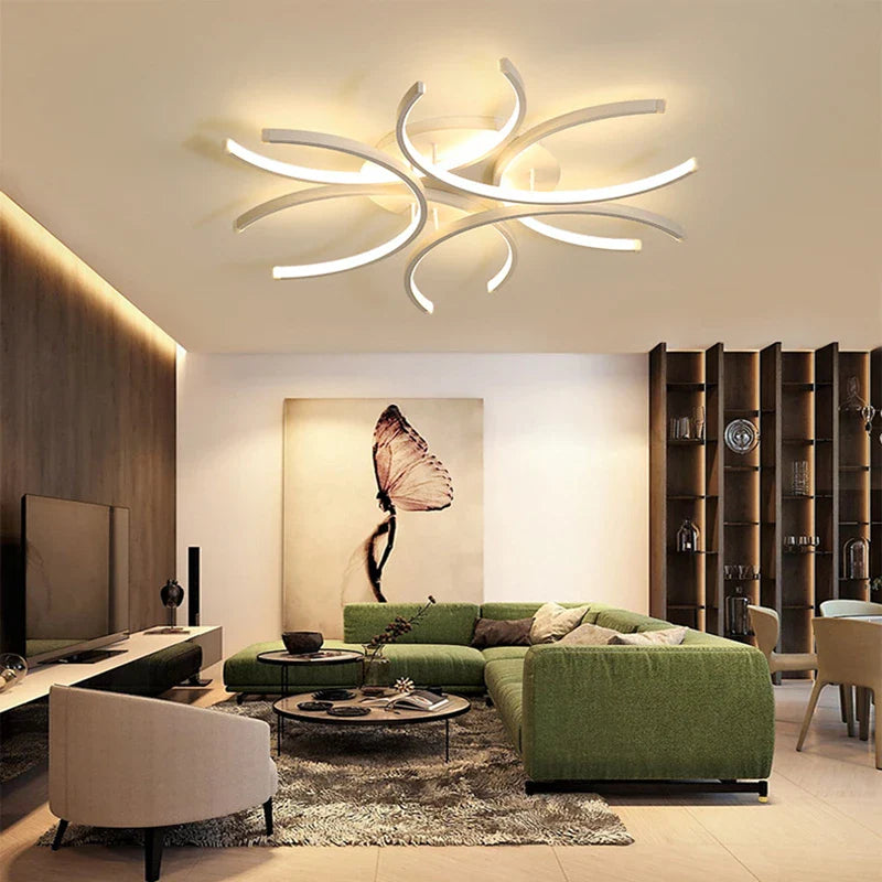 Afralia™ Luxury LED Ceiling Lights with Remote Dimming for Living Room, Bedroom, Kitchen