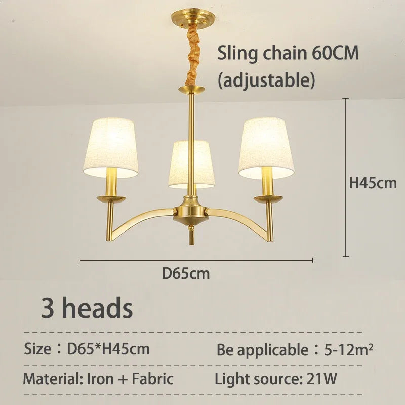Afralia™ Retro Fabric Pendant Chandelier for Living Room Dining Bedroom Kitchen