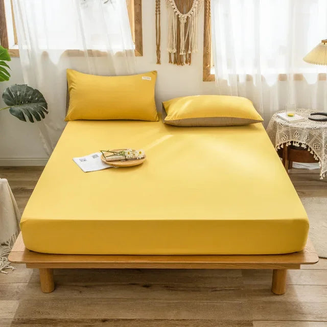 Afralia™ Thicken Sanded Double Bed Fitted Sheet Set with Pillow Covers