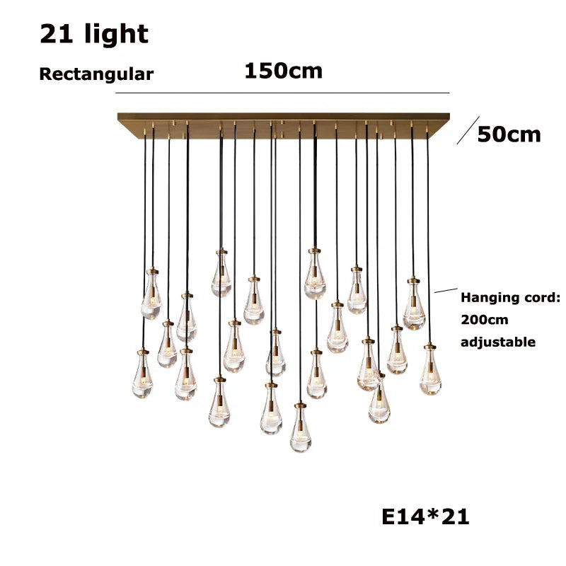 Afralia™ Waterdrop Glass Chandelier in Black Gold: Dimmable European Style for Home Decor