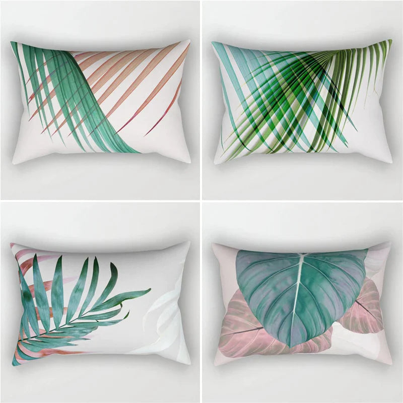 Tropical Plant Pillowcase Green Leaves Cushion Cover for Home Decor by Afralia™