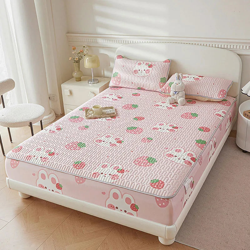 Afralia™ Cute Cartoon Pattern Cooling Fitted Sheet with Natural Latex Fabric
