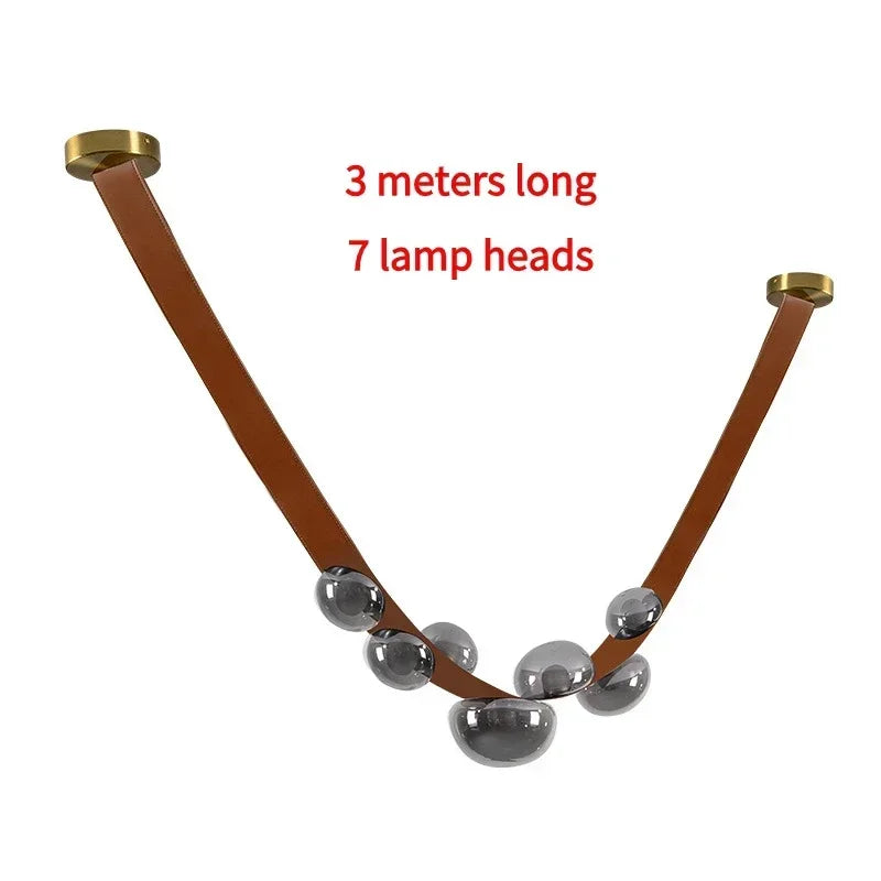 Afralia™ Leather LED Pendant Lamp: Modern Lighting for Living Room, Hall, and Villa