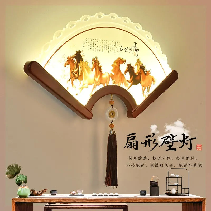 Afralia™ Fan-shaped Wood LED Wall Lamp for Bedroom & Living Room