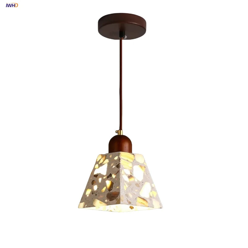 Afralia™ Wood LED Pendant Lamp Japan Style Wabi Sabi Hanging Light Fixtures