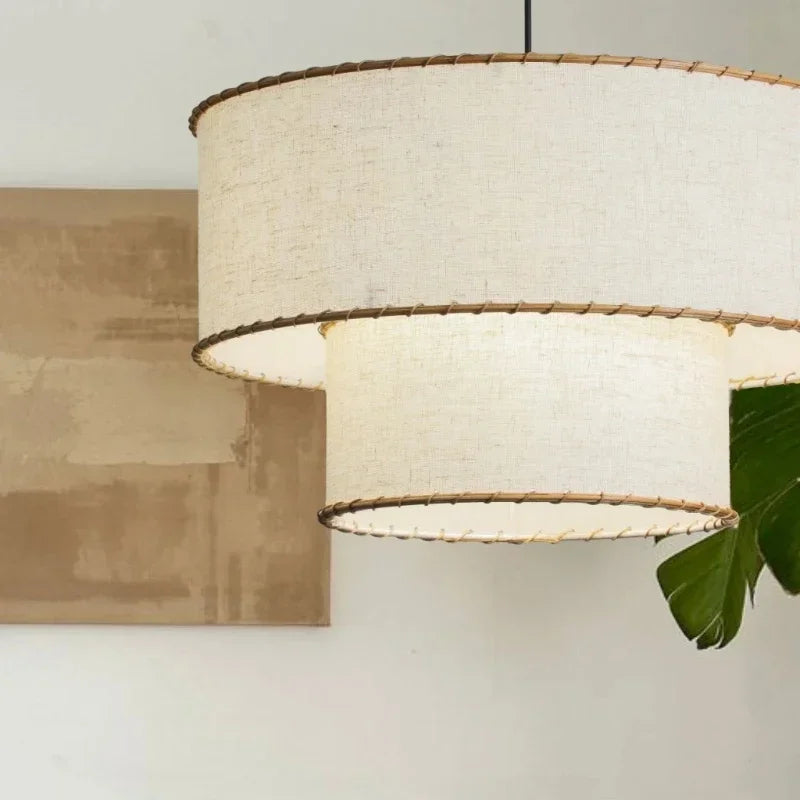 Fabric Pendant Lamp - Afralia™ Wabi Sabi Handmade Hanging Light for Home Decor